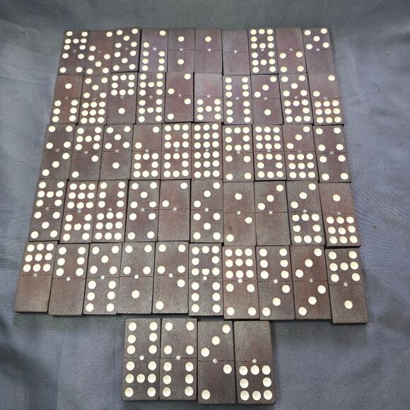 Vintage Wooden Dominoes Set of 54 - Picture 1 of 3